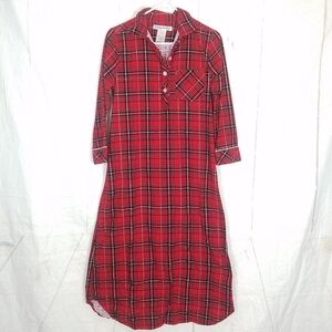 Sleepy time pjs flannel red black plaid night gown pajamas
